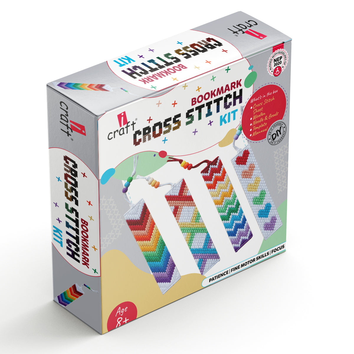 iCraft Kids Cross Stitch Bookmark Kit - Rainbow Craft Set iCraft